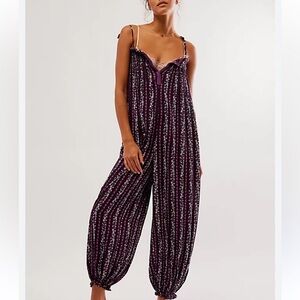 NWT Free people rule the world maxi jumpsuit (blue combo) size small